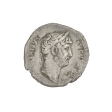 Denarius, Hadrian (76–138; Roman emperor 117–138). Obverse: head of Hadrian in laurel wreath facing