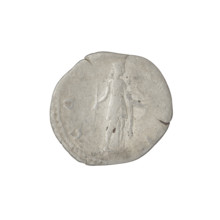 Denarius of Hadrian (76–138 CE; Roman emperor 117–138). Obverse: head of Hadrian in laurel wreath