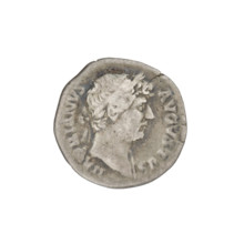 Denarius of Hadrian (76–138; Roman emperor 117–138). Obverse: head of Hadrian in laurel wreath