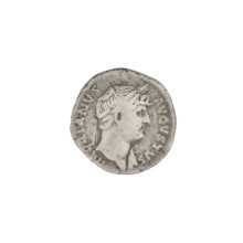 Denarius of Hadrian (76–138; Roman emperor 117–138). Obverse: head of Hadrian in laurel wreath