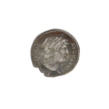 Denarius, Hadrian (76–138; Roman emperor 117–138). Obverse: head of Hadrian with laurel wreath
