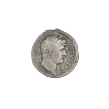 Denarius, Hadrian (76–138; Roman emperor 117–138). Obverse: head of Hadrian in laurel wreath facing
