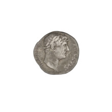 Denarius of Hadrian (76–138; Roman emperor 117–138). Obverse: head of Hadrian in laurel wreath