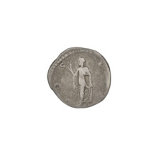 Denarius of Hadrian (reigned 117–138 CE). Obverse: laureate head of Hadrian facing right; rim