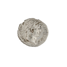 Denarius; Hadrian (76–138; Roman emperor 117–138). Obverse: head of Hadrian in laurel wreath facing