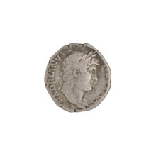 Denarius of Hadrian (76–138; Roman emperor 117–138). Obverse: head of Hadrian in laurel wreath