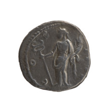 Denarius; obverse: head of Antoninus Pius in laurel wreath facing right, inscription 'AN, INVS, PI