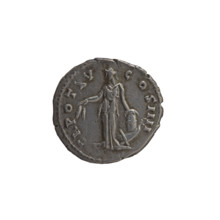 Denarius of Antoninus Pius (86–161; Roman emperor 138–161). Obverse: Head of Antoninus Pius in a