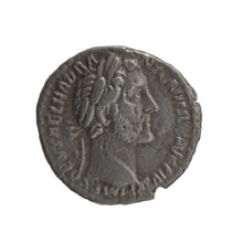 Denarius of Antoninus Pius (reigned 138–161 CE). Obverse: head of Antoninus Pius laureate, facing