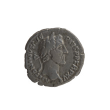 Denarius of Antoninus Pius (86–161; Roman emperor 138–161). Obverse: head of Antoninus Pius in a
