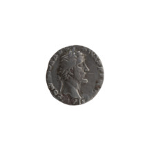 Denarius of Antoninus Pius (86–161; Roman emperor 138–161). Obverse: Head of Antoninus Pius with a