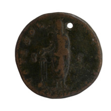 Sestertius (with a hole), Antoninus Pius (86–161; Roman Emperor 138–161), issuer. Obverse: Head of