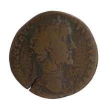 Sestertius of Antoninus Pius (86–161; Roman emperor 138–161). Obverse: head of the emperor in a