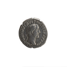 Denarius of Antoninus Pius (86–161; Roman emperor 138–161), c. 159–160. Obverse: Head of Antoninus