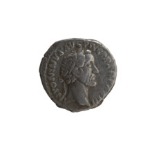 Denarius of Antoninus Pius (86–161; Roman emperor 138–161), dated 159–160. Obverse: Head of