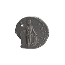 Denarius (with a hole), Antoninus Pius (86–161; Roman emperor 138–161), issuer: Antoninus Pius.