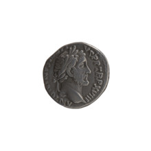 Denarius of Antoninus Pius (86–161; Roman emperor 138–161), 154–155. Obverse: Head of Antoninus