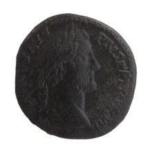 Sestertius, Antoninus Pius (86–161; Roman emperor 138–161), issuer: Antoninus Pius — Head of the