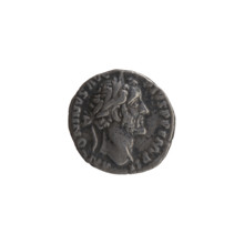 Denarius, Antoninus Pius (86–161; Roman emperor 138–161) — obverse: head of the emperor in a laurel
