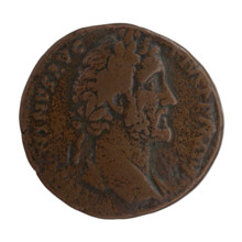 Sestertius; Antoninus Pius (86–161; Roman emperor 138–161) issuer; obverse: head of Antoninus Pius