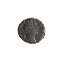 Denarius of Antoninus Pius (86–161; Roman emperor 138–161). Obverse: Head of Antoninus Pius in a