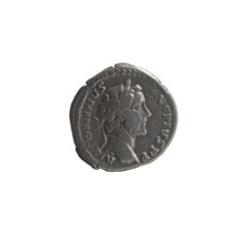 Denarius of Antoninus Pius (86–161; Roman emperor 138–161). Obverse: Head of Antoninus Pius with a