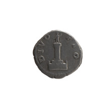 Denarius, posthumous; obverse: head of Antoninus Pius draped on left shoulder, right, legend DIVVS
