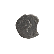 Denarius depicting head of Antoninus Pius (posthumous) on obverse; reverse shows an eagle standing