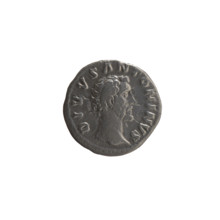 Denarius depicting head of Antoninus Pius without a covering facing right; obverse legend DIVVS