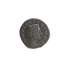 Denarius of Lucius Verus (issuer) and Marcus Aurelius (issuer), honoring Antoninus Pius