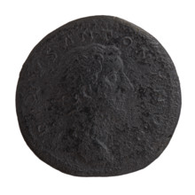 Sestertius, posthumous issue. Obverse: head of Antoninus Pius (86–161; Roman emperor 138–161)