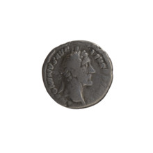 Denarius of Antoninus Pius (86–161; Roman emperor 138–161). Obverse: head of the emperor in a