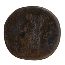 Sestertius, Antoninus Pius (86–161; Roman emperor 138–161), issuer. Obverse: Head of Antoninus Pius