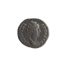 Denarius, Antoninus Pius (86–161; Roman emperor 138–161) — issuer. Obverse: Bust of Faustina I in