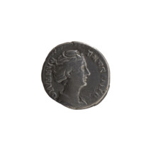 Denarius, posthumous issue of Faustina the Elder (98–141; Roman empress 138–141) and Antoninus Pius