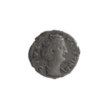 Denarius, posthumous issue for Faustina the Elder (98–141; Roman empress 138–141). Obverse: Bust of