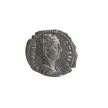 Denarius, posthumous issue for Faustina the Elder (98–141; Roman empress 138–141) by Antoninus Pius