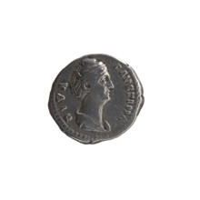 Denarius, posthumous; bust of Faustina the Elder in drapery facing right, inscription DIVA FAVSTINA