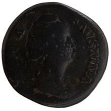 Sestertius, posthumous issue of Faustina the Elder (98–141; Roman empress 138–141), during reign of