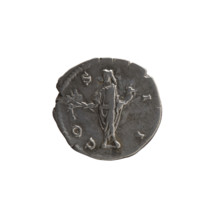 Denarius, Marcus Aurelius (121–180; Roman emperor 161–180; caesar 139–161). Obverse: Head of young