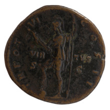 Sestertius, Marcus Aurelius (121–180; Roman emperor 161–180), issued under Antoninus Pius (86–161;