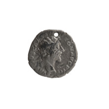 Denarius (with a hole), ca. 155–156. Obverse: Head of young Marcus Aurelius without a cap, facing