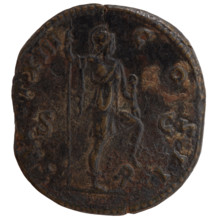 Sestertius of Marcus Aurelius (121–180; Roman emperor 161–180), issued under Antoninus Pius