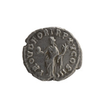 Denarius of Marcus Aurelius (121–180; Roman emperor 161–180). Obverse: head of Marcus Aurelius with