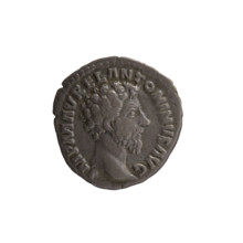 Denarius of Marcus Aurelius (121–180; Roman emperor 161–180), 161–162. Obverse: head of Marcus