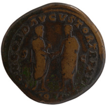 Sestertius, Marcus Aurelius (121–180; Roman emperor 161–180), issuer; Lucius Verus (130–169; Roman