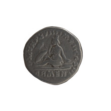 Denarius of Marcus Aurelius (121–180; Roman emperor 161–180). Obverse: Head of Marcus Aurelius with