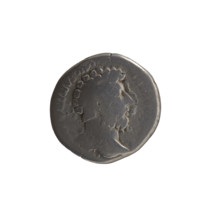 Denarius of Marcus Aurelius (121–180; Roman emperor 161–180). Obverse: Head of Marcus Aurelius
