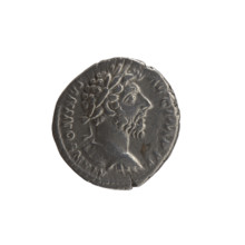 Denarius of Marcus Aurelius (121–180; Roman emperor 161–180), c. 163–164 CE. Obverse: Bust of