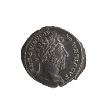 Denarius of Marcus Aurelius (121–180; Roman emperor 161–180), 163–164 CE. Obverse: Head of Marcus